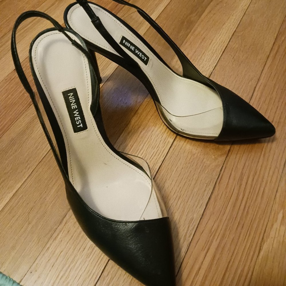 Nine west clear black pumps